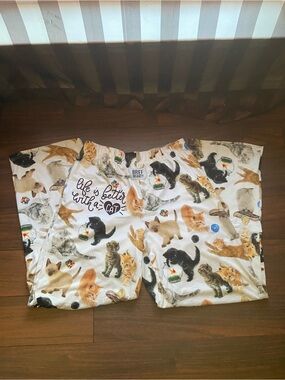 BRIEF SANITY Pants W/Pockets Cat Novelty Print Size XL
